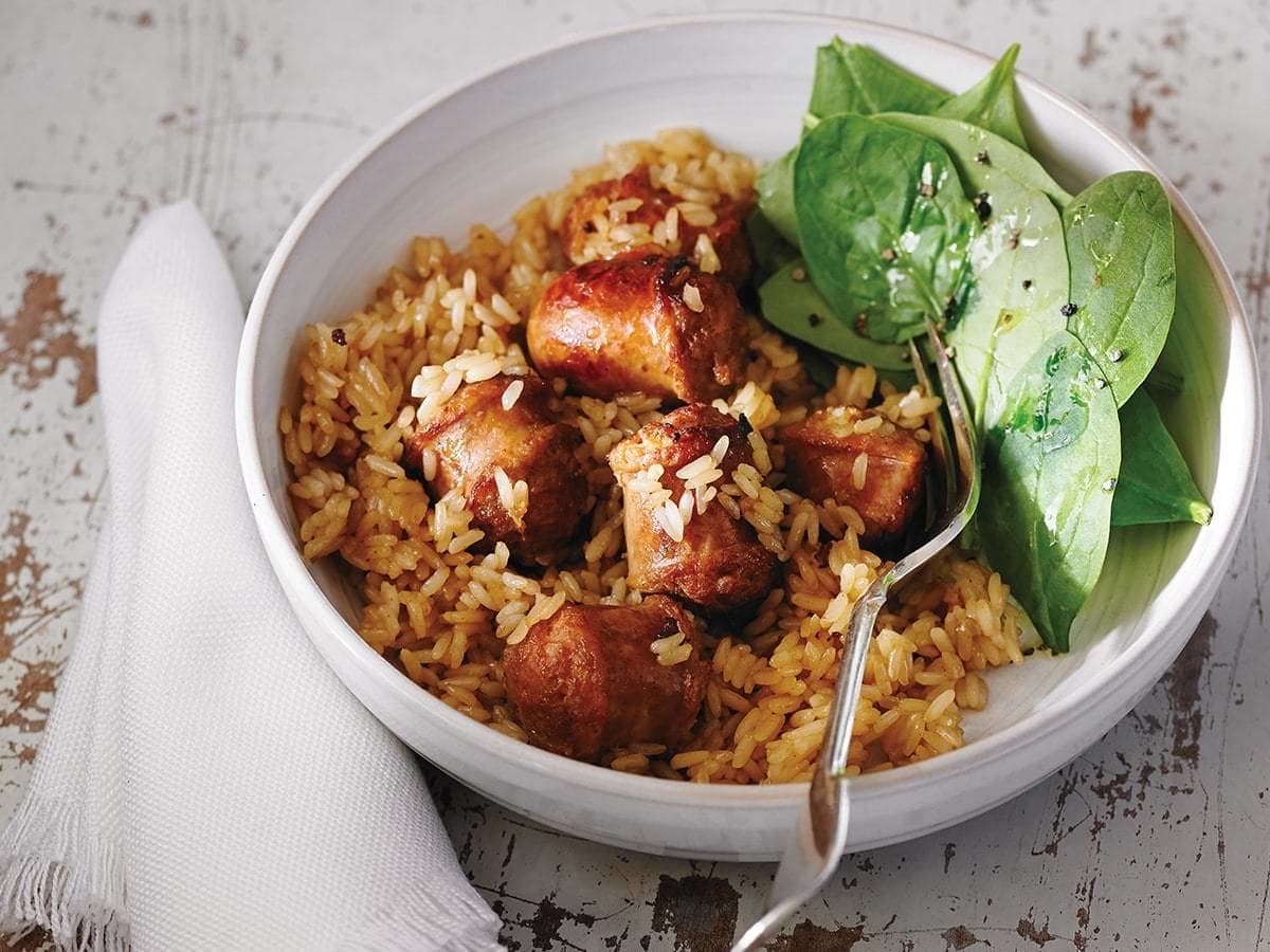 recette-casserole-de-saucisses-et-riz-a-lerable